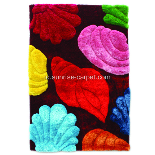 Polyester mix Shaggy Rug 3D design dengan Multi Color